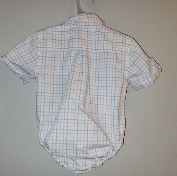 Janie and Jack Palm Park Baby Boy Cotton Button Down Checked Short Sleeved Shirt - Picture 2 of 5